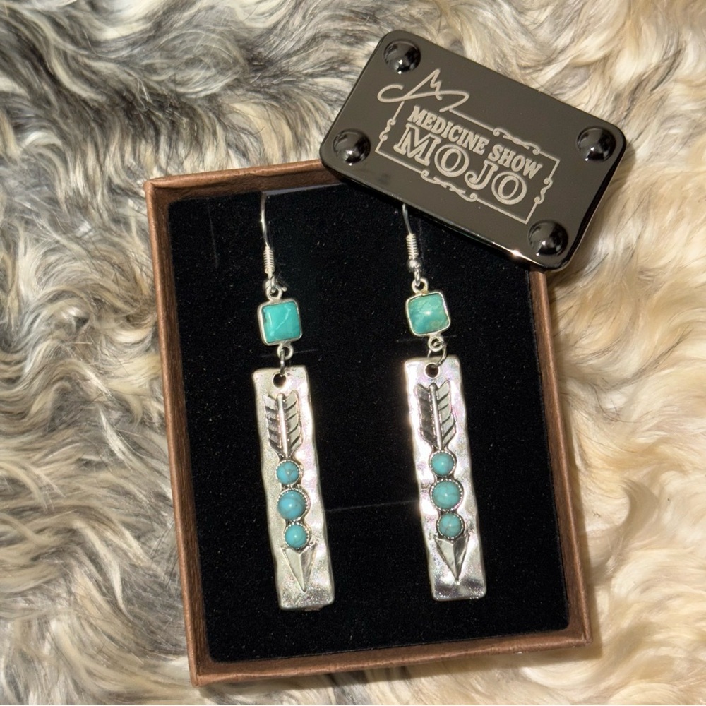 Wohinke Silver and Turquoise Drop Earrings handcrafted by Medicine Show Mojo